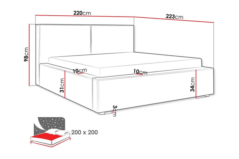 Knocklong Sengeramme 200x200 cm - Mørkegrå - Møbler - Senger - Sengeramme & sengestamme