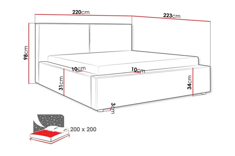 Knocklong Sengeramme 200x200 cm - Svart - Møbler - Senger - Sengeramme & sengestamme