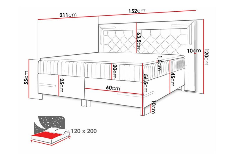 Lillsel Sengeramme 120x200 cm - Beige/Lys Beige - Møbler - Senger - Sengeramme & sengestamme