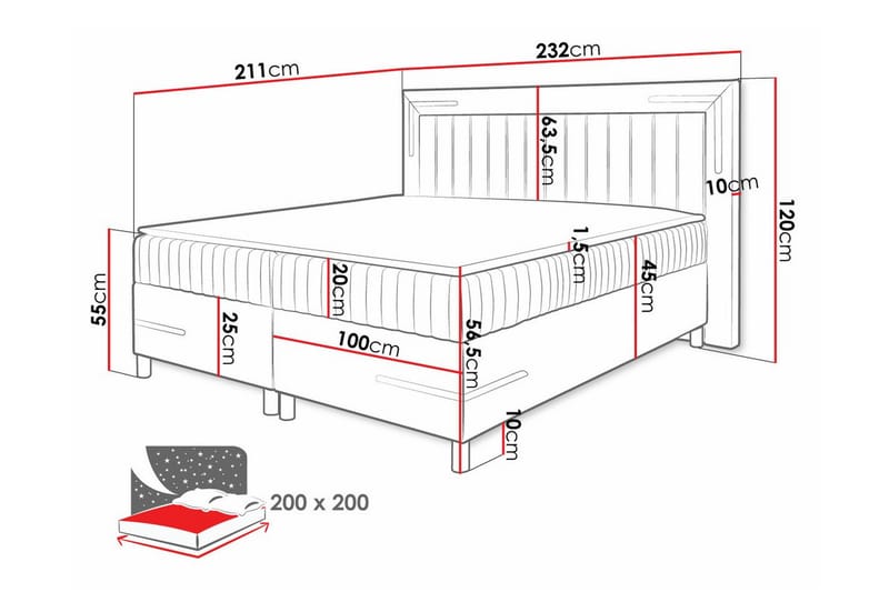 Lillsel Sengeramme 200x200 cm - Lysegrå/Grønn - Møbler - Senger - Sengeramme & sengestamme