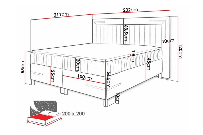 Lillsel Sengeramme 200x200 cm - Mørkeblå - Møbler - Senger - Sengeramme & sengestamme