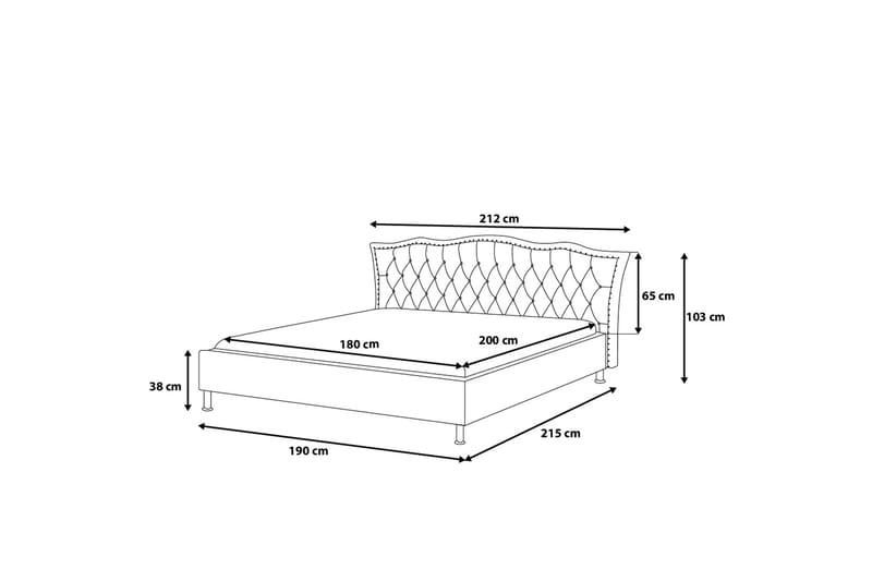 Metz Dobbeltseng 180 | 200 cm - Grå - Møbler - Senger - Sengeramme & sengestamme