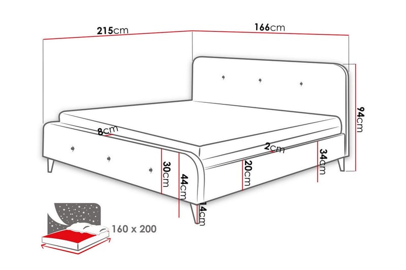 Montrase Sengeramme 160x200 cm - Cream - Sengeramme & sengestamme