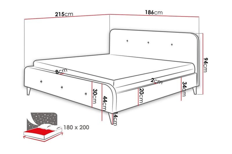 Montrase Sengeramme 180x200 cm - Cream - Møbler - Senger - Sengeramme & sengestamme