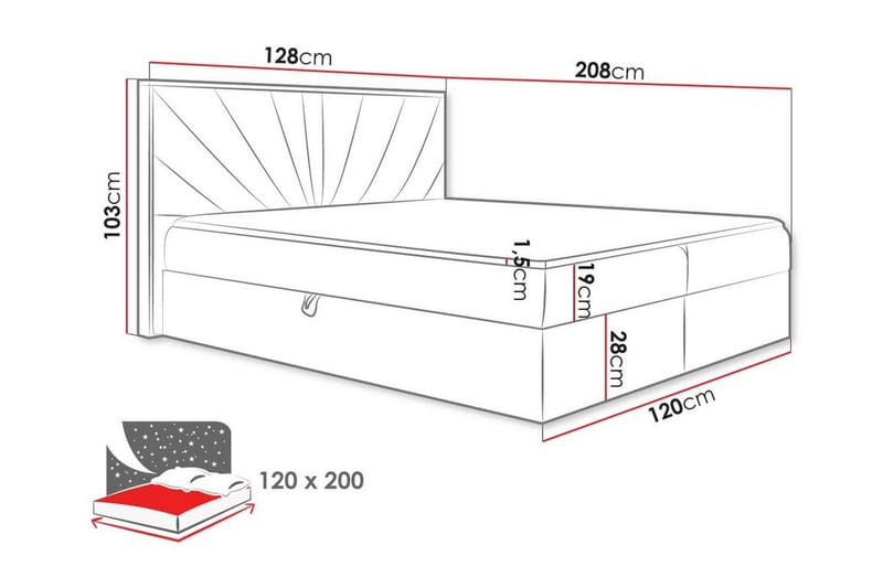 Oberting Sengeramme 120x200 cm - Grå - Møbler - Senger - Sengeramme & sengestamme