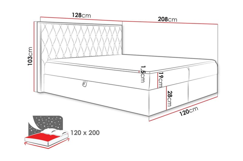 Oberting Sengeramme 120x200 cm - svart/tre - Møbler - Senger - Sengeramme & sengestamme