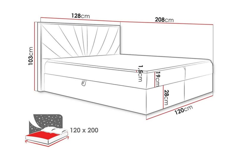 Oberting Sengeramme 120x200 cm - svart/tre - Møbler - Senger - Sengeramme & sengestamme