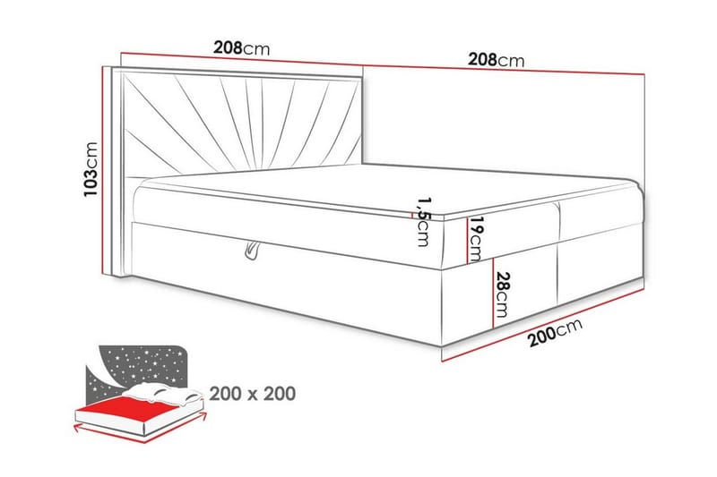 Oberting Sengeramme 200x200 cm - Beige/Tre - Sengeramme & sengestamme