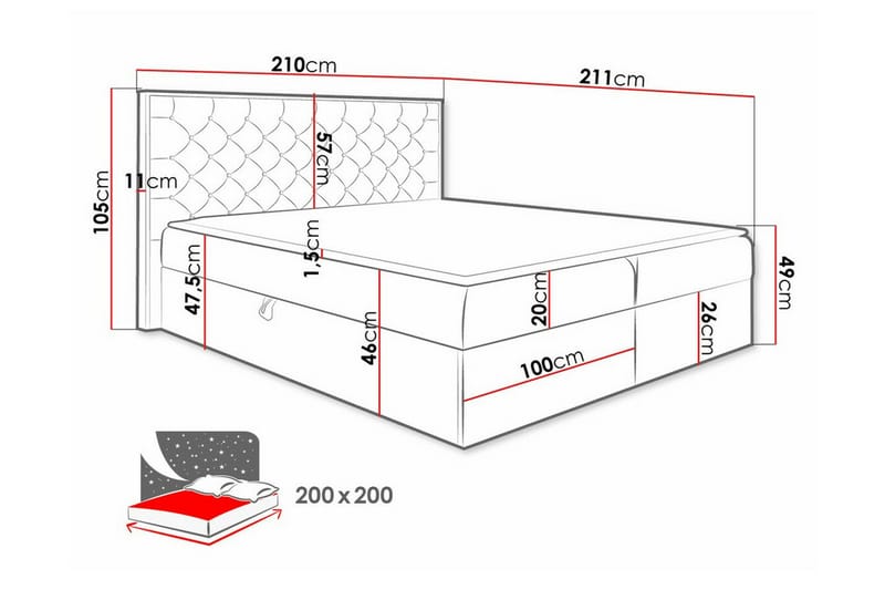 Oberting Sengeramme 200x200 cm - Grå/tre - Møbler - Senger - Sengeramme & sengestamme