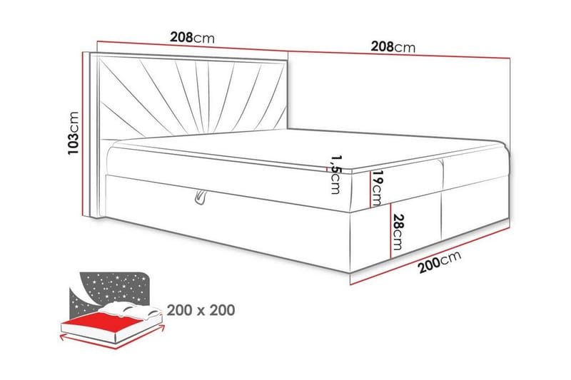 Oberting Sengeramme 200x200 cm - Grå/tre - Møbler - Senger - Sengeramme & sengestamme