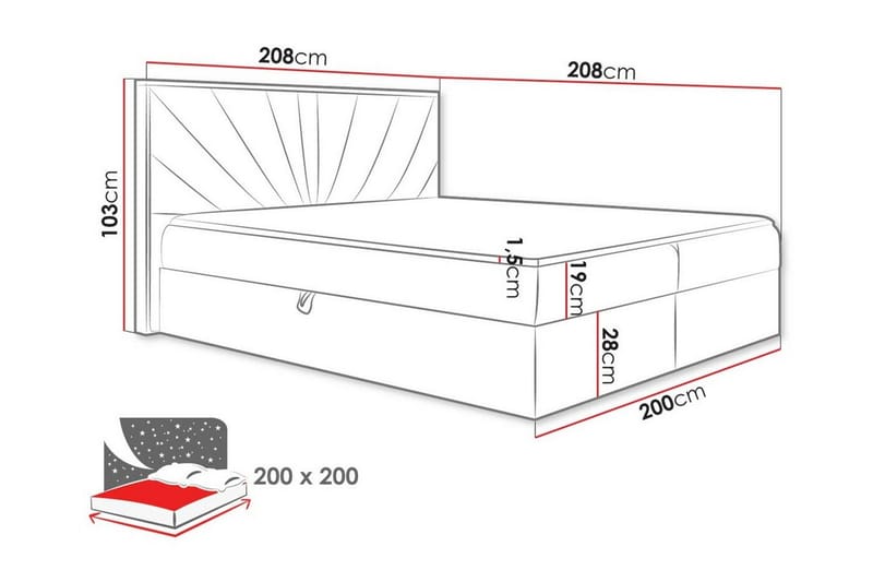 Oberting Sengeramme 200x200 cm - Hvit/Grå - Møbler - Senger - Sengeramme & sengestamme