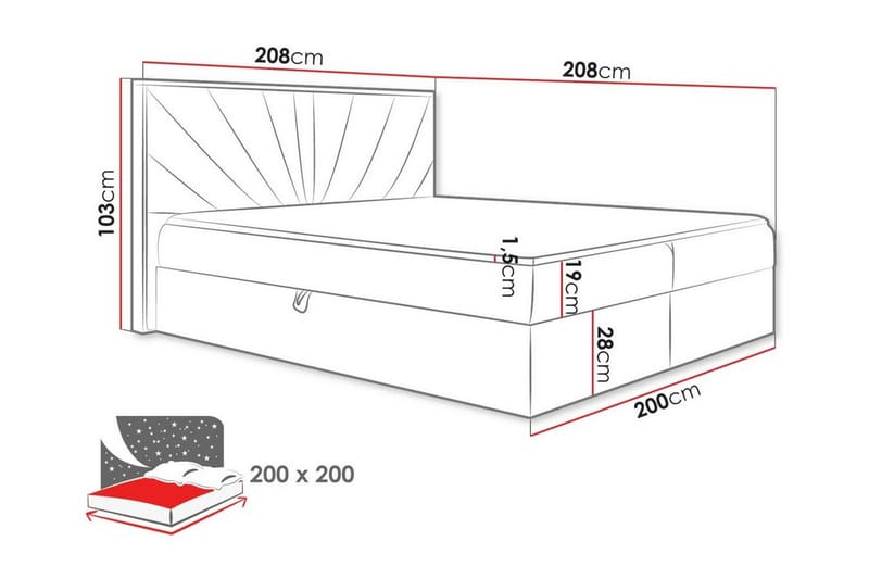 Oberting Sengeramme 200x200 cm - Rosa/Brun - Møbler - Senger - Sengeramme & sengestamme