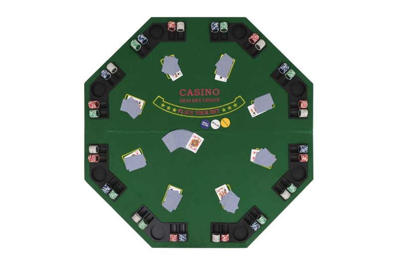 Pokerbordplate 8 spillere sammenleggbar 2 delt åttekantet - Møbler - Senger - Sengeramme & sengestamme