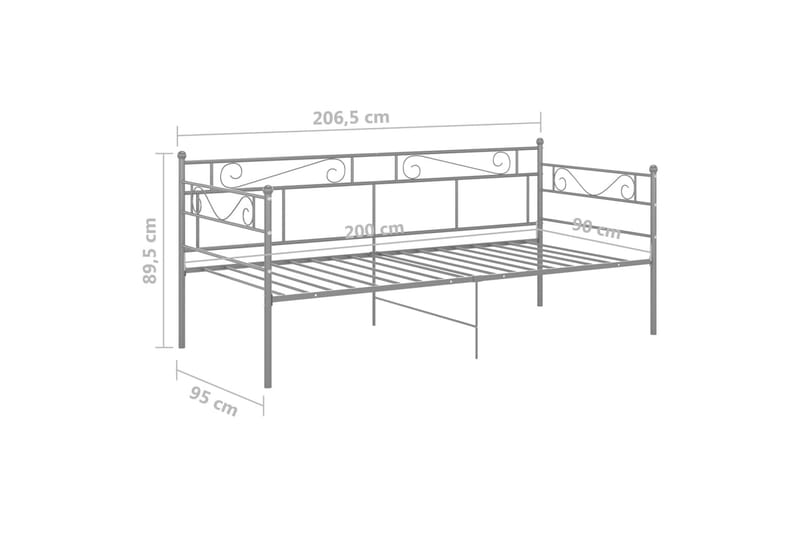 Ramme til sovesofa grå metall 90x200 cm - Grå - Møbler - Senger - Sengeramme & sengestamme