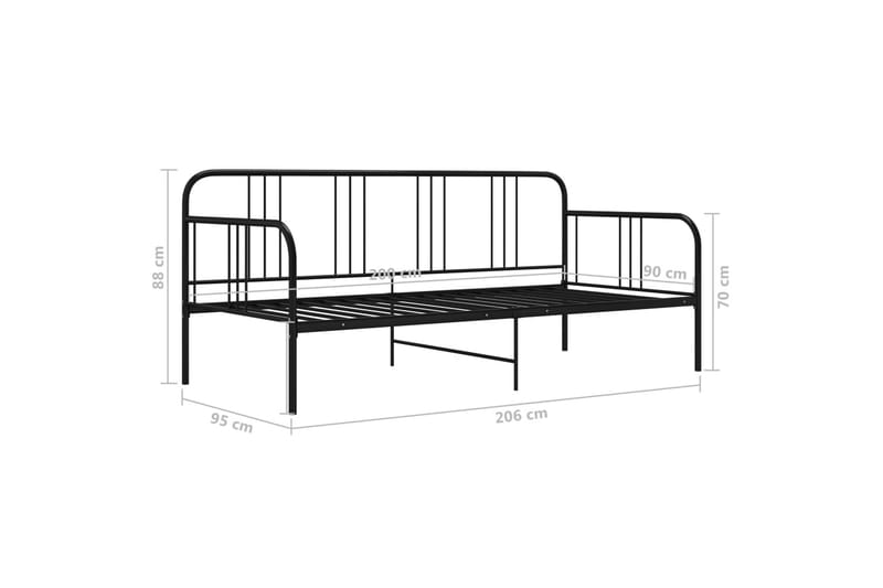 Ramme til sovesofa svart metall 90x200 cm - Svart - Møbler - Senger - Sengeramme & sengestamme