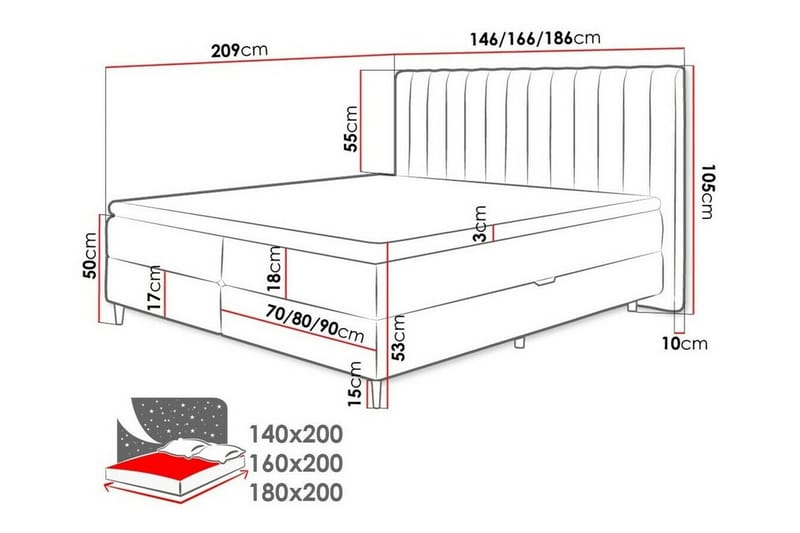 Rathkeale Sengeramme 140x200 cm - Beige - Møbler - Senger - Sengeramme & sengestamme