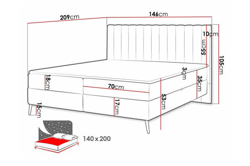 Rathkeale Sengeramme 140x200 cm - Beige - Møbler - Senger - Sengeramme & sengestamme