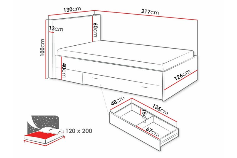 Rathmore Sengeramme 120x200 cm - Svart - Møbler - Senger - Sengeramme & sengestamme