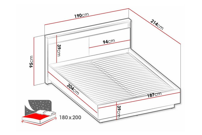 Rathmore Sengeramme 180x200 cm - Svart - Møbler - Senger - Sengeramme & sengestamme