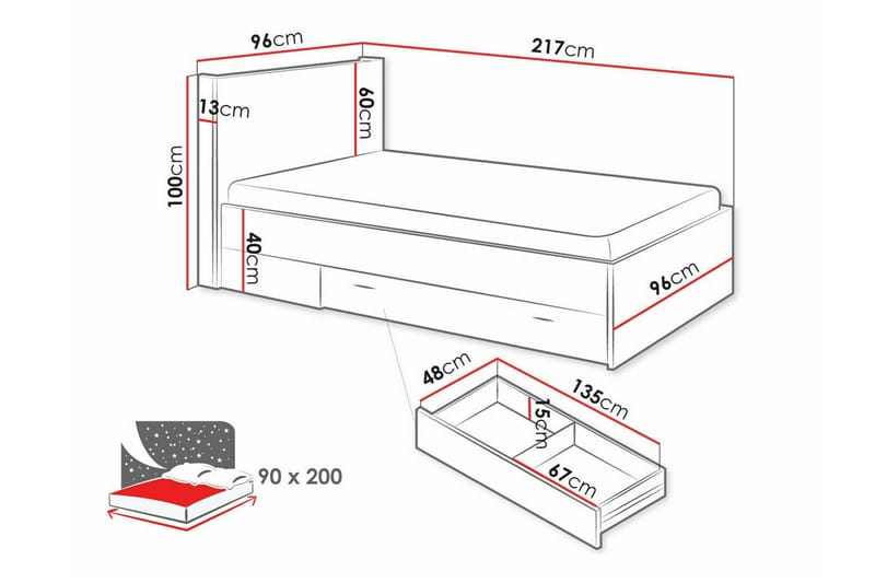 Rathmore Sengeramme 90x200 cm - Svart - Møbler - Senger - Sengeramme & sengestamme