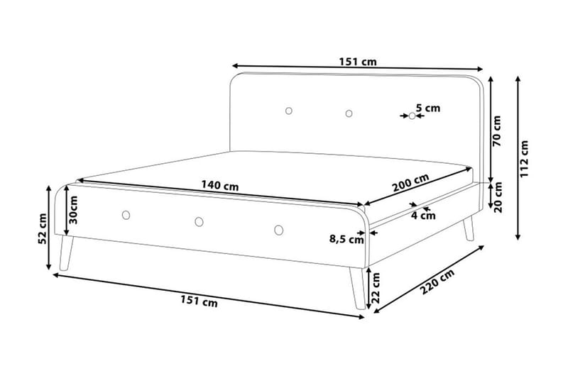 Rennes Dobbeltseng 140 | 200 cm - Beige - Møbler - Senger - Sengeramme & sengestamme