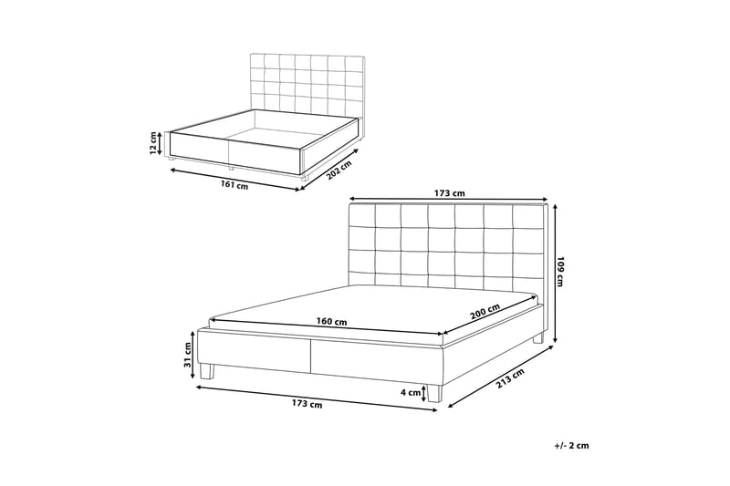 Sandrick Kontinentalseng med Oppbevaring 160x200 - Grå - Møbler - Senger - Sengeramme & sengestamme