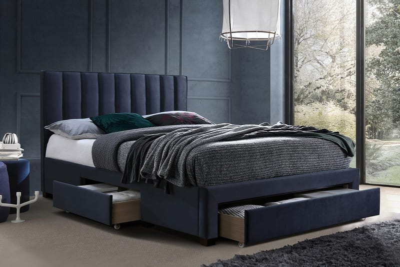 Seng GRACE med skuffer uten madrass 160x200cm Blå - Sengeramme & sengestamme - Sammenleggbar seng