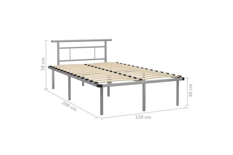 Sengeramme grå metall 120x200 cm - Grå - Møbler - Senger - Sengeramme & sengestamme