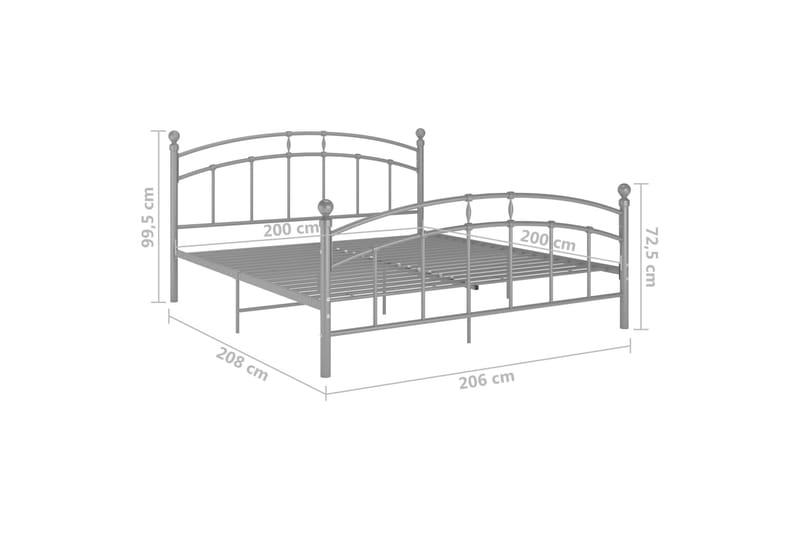 Sengeramme grå metall 200x200 cm - Grå - Møbler - Senger - Sengeramme & sengestamme