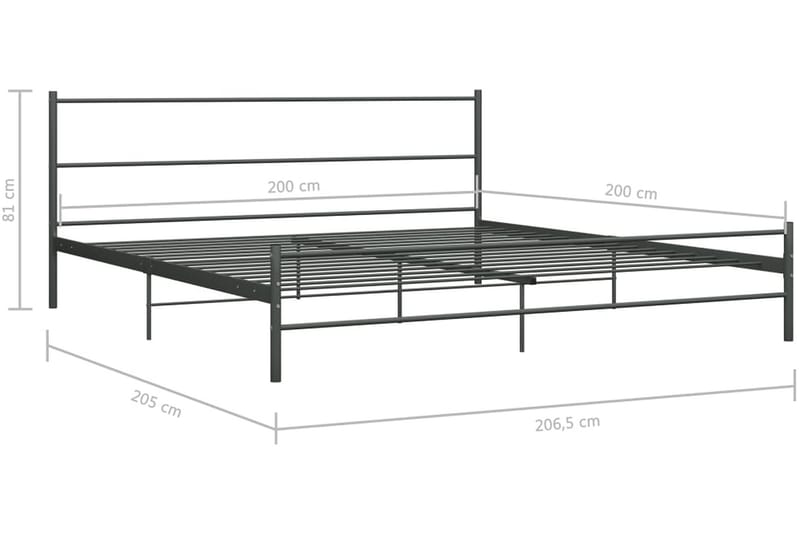 Sengeramme grå metall 200x200 cm - Møbler - Senger - Sengeramme & sengestamme