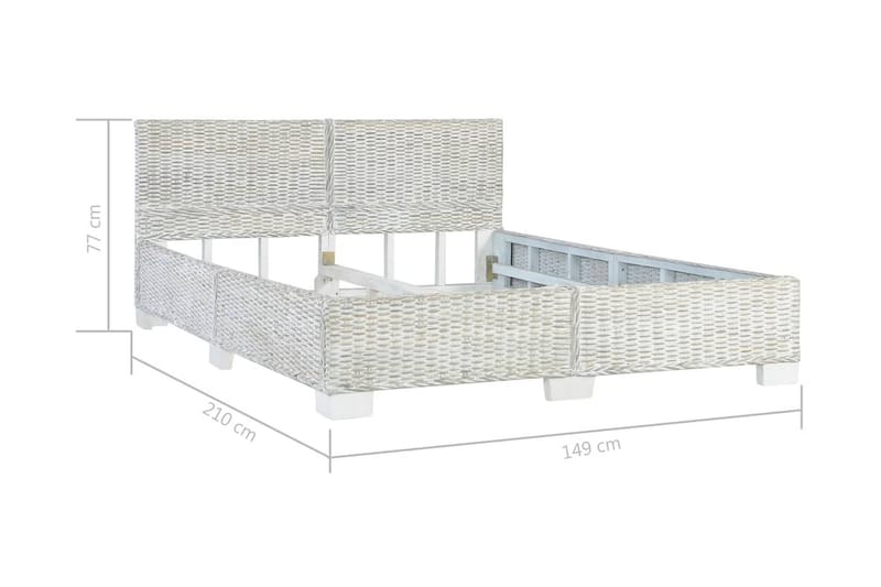 Sengeramme grå naturlig rotting 140x200 cm - Grå - Møbler - Senger - Sengeramme & sengestamme
