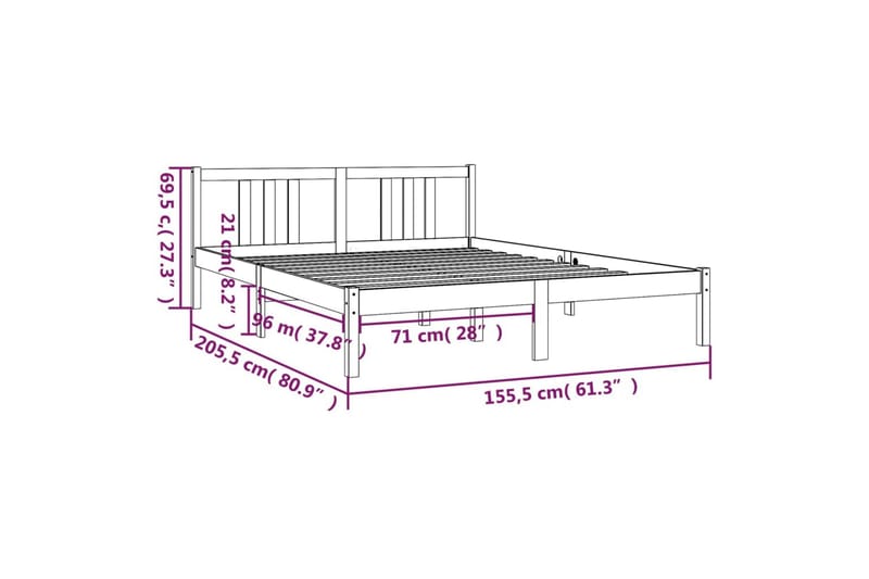 Sengeramme heltre 150x200 cm 5FT King Size - Brun - Møbler - Senger - Sengeramme & sengestamme