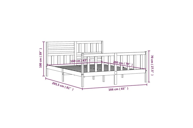 Sengeramme heltre 160x200 cm - Brun - Møbler - Senger - Sengeramme & sengestamme