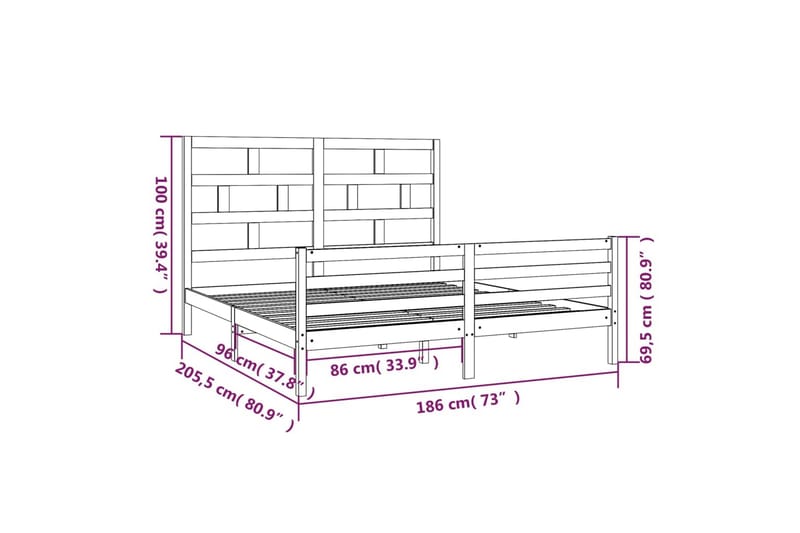 Sengeramme heltre 180x200 cm 6FT Super King - Brun - Møbler - Senger - Sengeramme & sengestamme