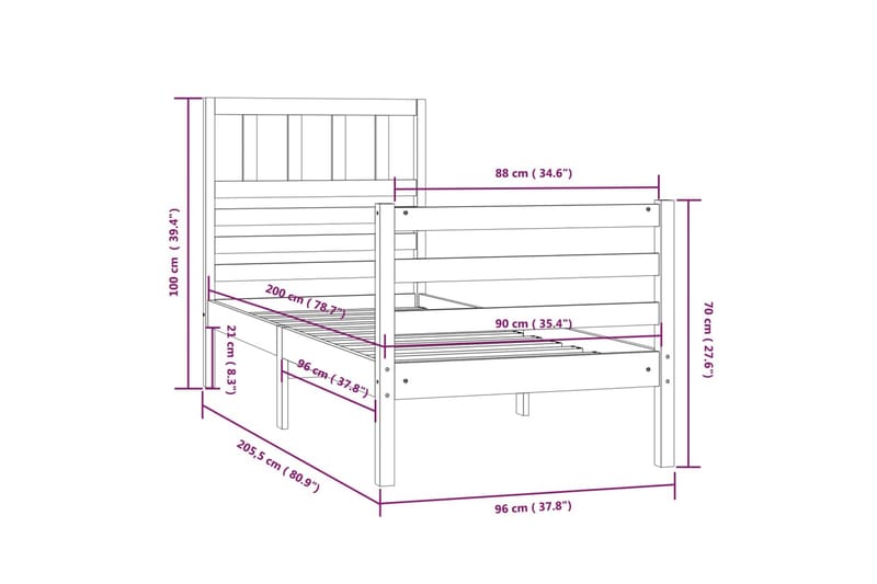 Sengeramme heltre 90x200 cm - Brun - Møbler - Senger - Sengeramme & sengestamme