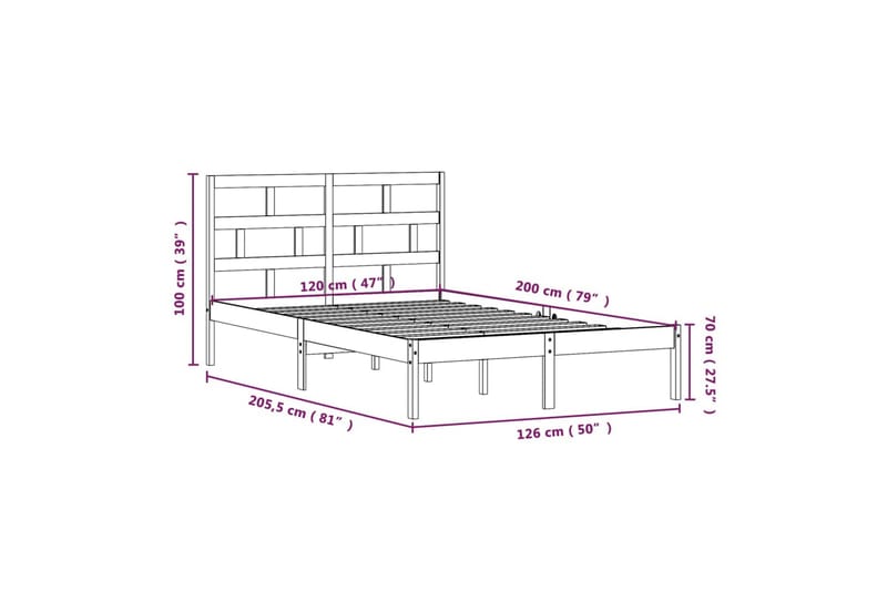 Sengeramme heltre furu 120x200 cm - Brun - Møbler - Senger - Sengeramme & sengestamme