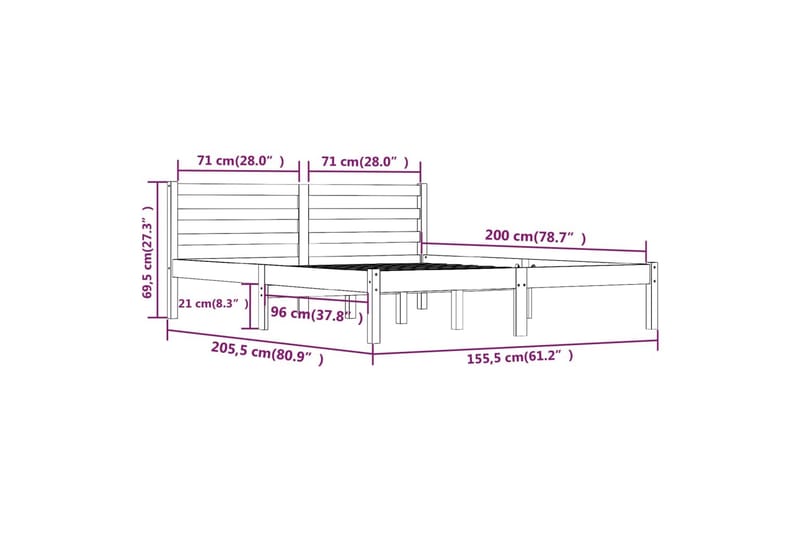 Sengeramme heltre furu 150x200 cm hvit 5FT King Size - Hvit - Møbler - Senger - Sengeramme & sengestamme