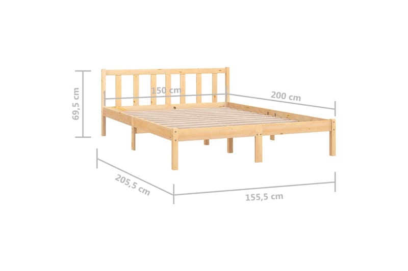 Sengeramme heltre furu 150x200 cm UK King - Brun - Møbler - Senger - Sengeramme & sengestamme