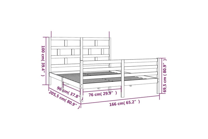 Sengeramme heltre furu 160x200 cm - Brun - Møbler - Senger - Sengeramme & sengestamme