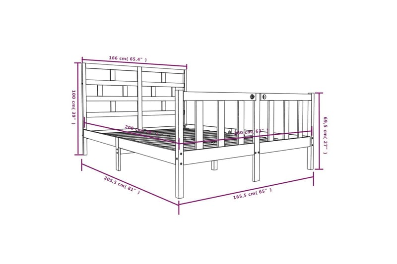 Sengeramme heltre furu 160x200 cm - Brun - Møbler - Senger - Sengeramme & sengestamme
