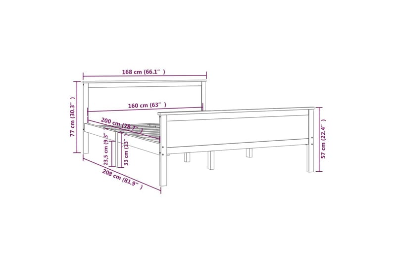 Sengeramme heltre furu 160x200 cm - Brun - Møbler - Senger - Sengeramme & sengestamme