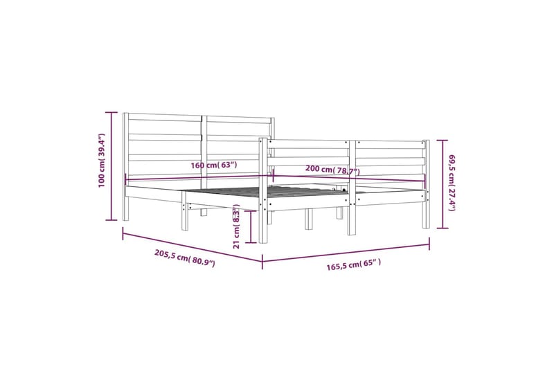 Sengeramme heltre furu 160x200 cm - Brun - Møbler - Senger - Sengeramme & sengestamme
