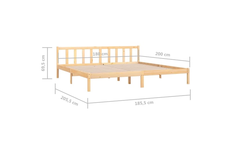 Sengeramme heltre furu 180x200 cm UK Super King - Brun - Møbler - Senger - Sengeramme & sengestamme