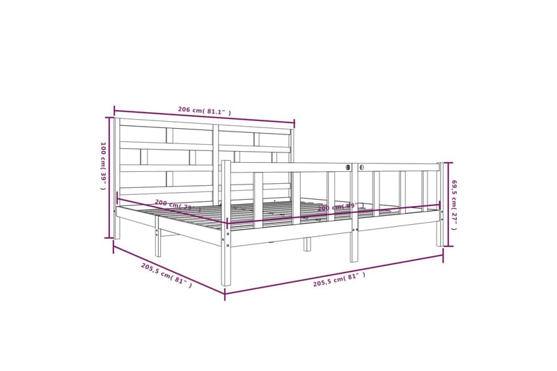 Sengeramme heltre furu 200x200 cm - Brun - Møbler - Senger - Sengeramme & sengestamme