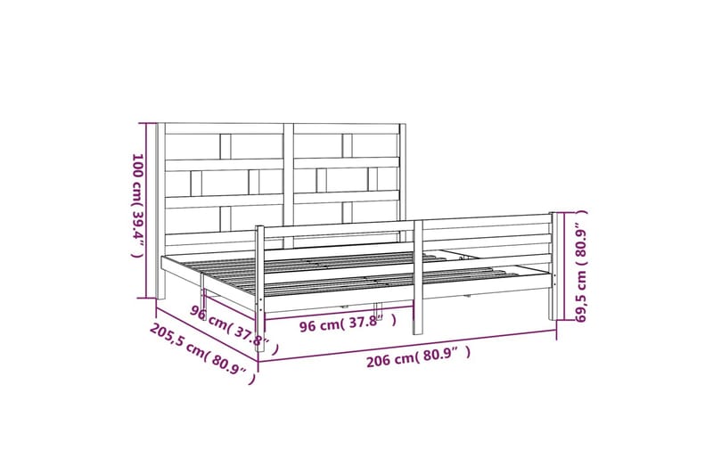 Sengeramme heltre furu 200x200 cm - Brun - Møbler - Senger - Sengeramme & sengestamme