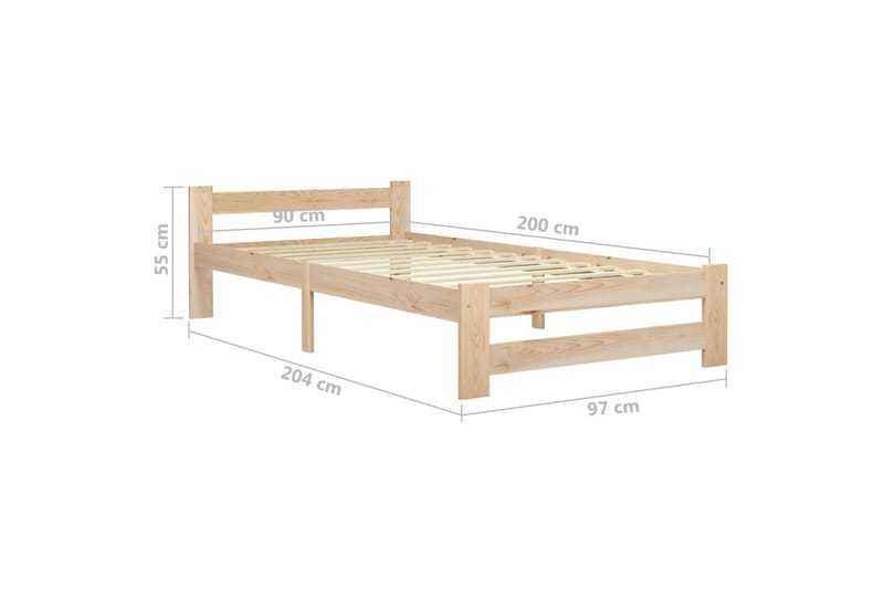 Sengeramme heltre furu 90x200 cm - Brun - Møbler - Senger - Sengeramme & sengestamme