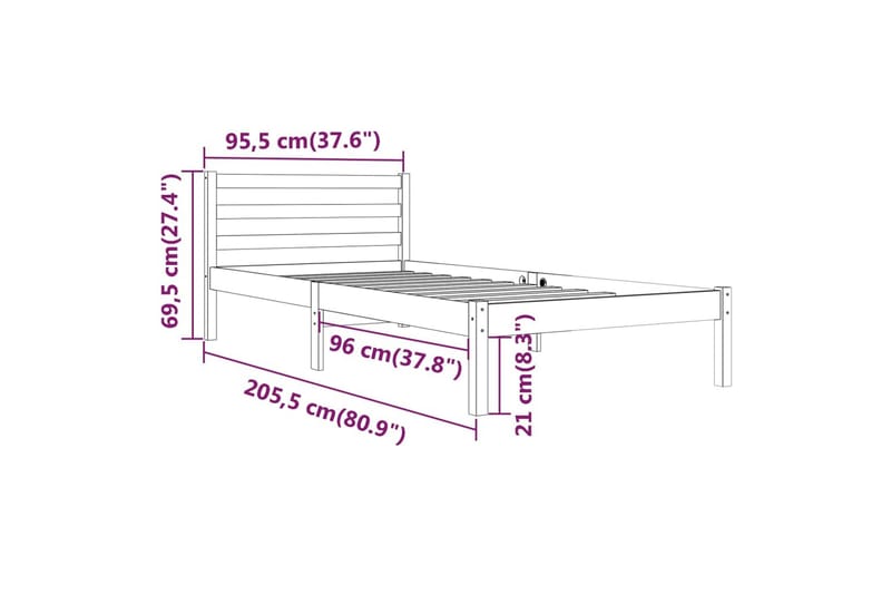 Sengeramme heltre furu 90x200 cm - Brun - Møbler - Senger - Sengeramme & sengestamme