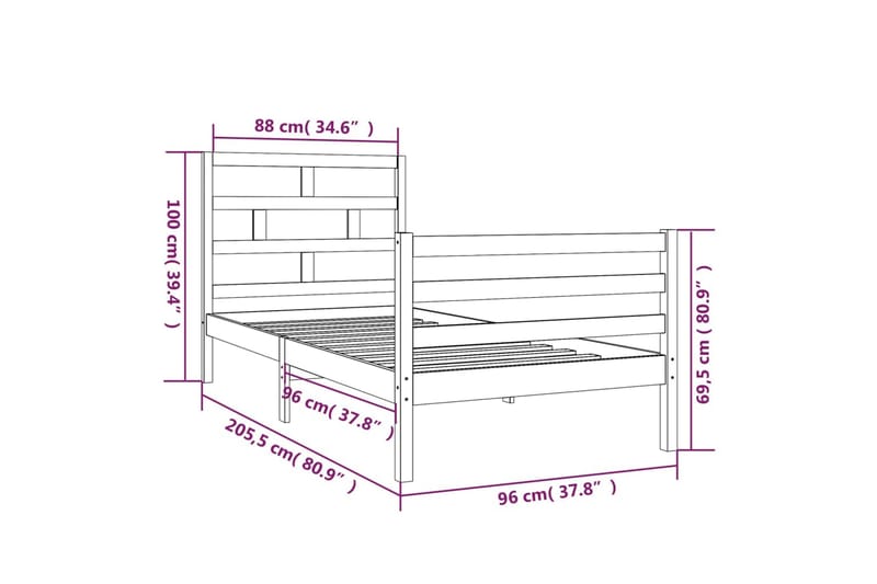 Sengeramme heltre furu 90x200 cm - Brun - Møbler - Senger - Sengeramme & sengestamme