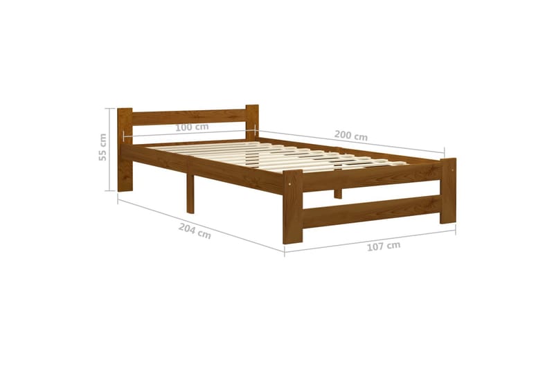 Sengeramme honningbrun heltre furu 100x200 cm - Brun - Møbler - Senger - Sengeramme & sengestamme