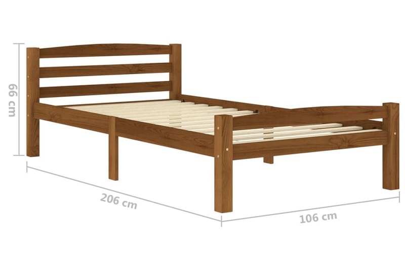 Sengeramme honningbrun heltre furu 100x200 cm - Brun - Møbler - Senger - Sengeramme & sengestamme